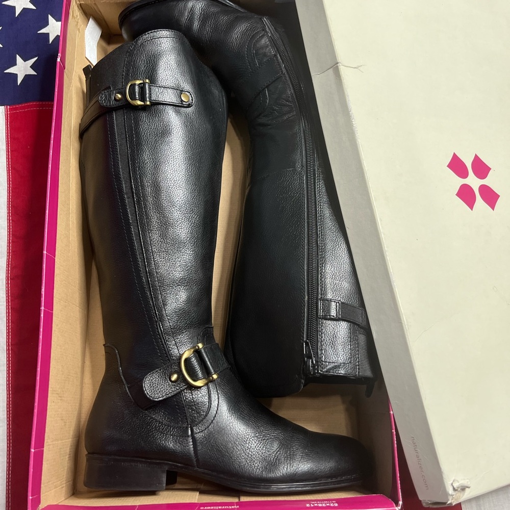 Naturalizer Joylynn wide calf riding boots black size 7 1/2